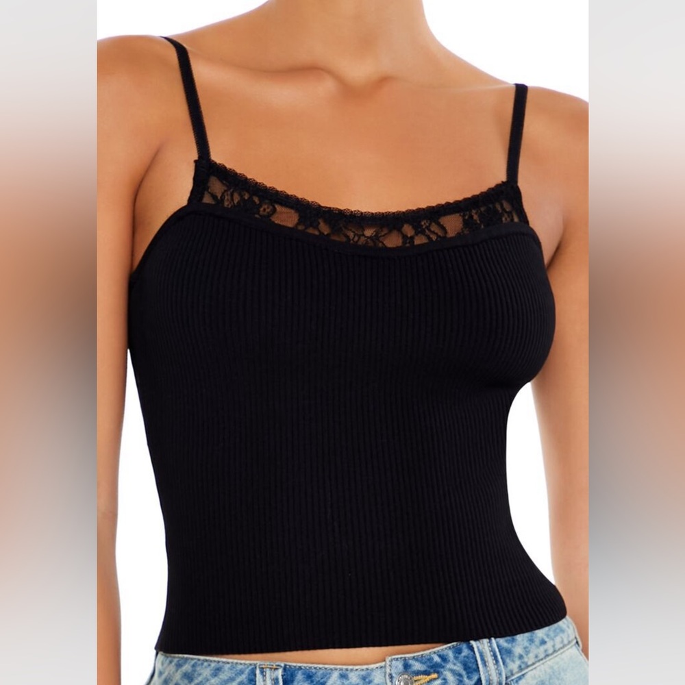 NWT Sweater Knit Lace Trim Cami